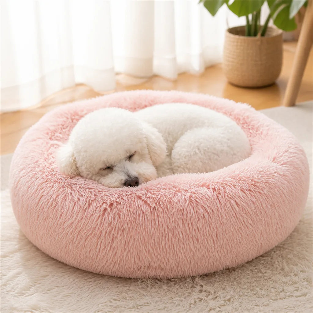 Lit Rond En Peluche Pour Chien