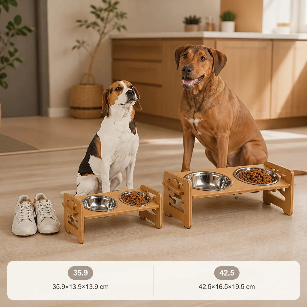 support-gamelle-pour-chien-en-bois
